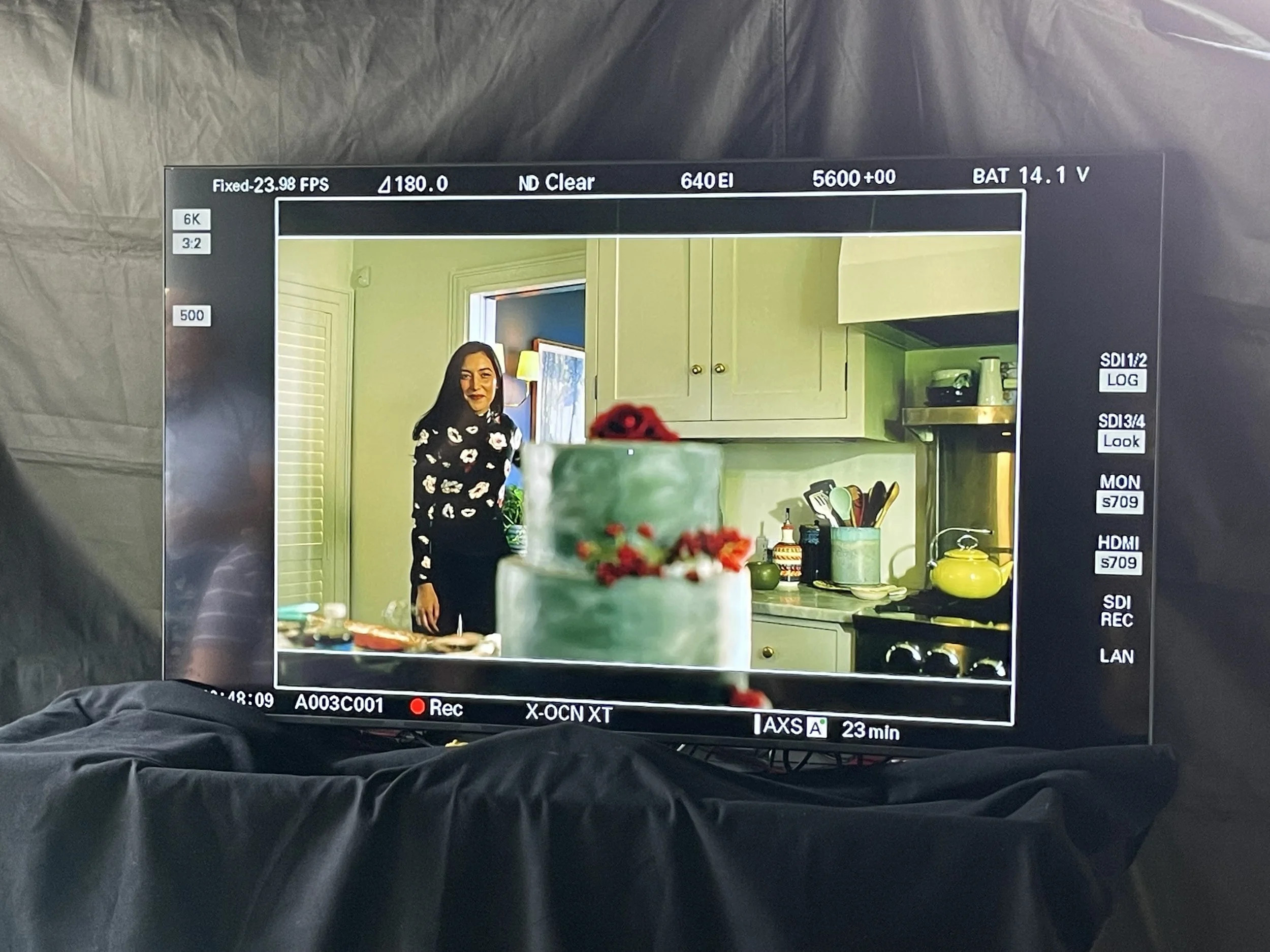 On set during the Samsung shoot