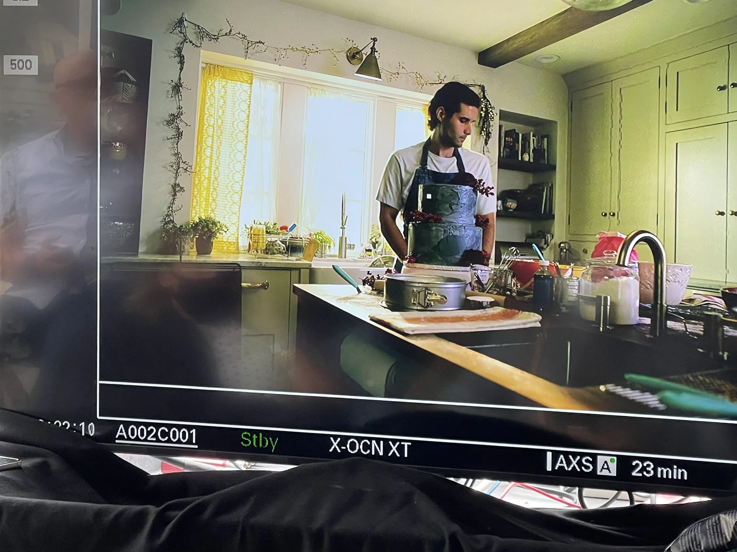 On set during the Samsung shoot