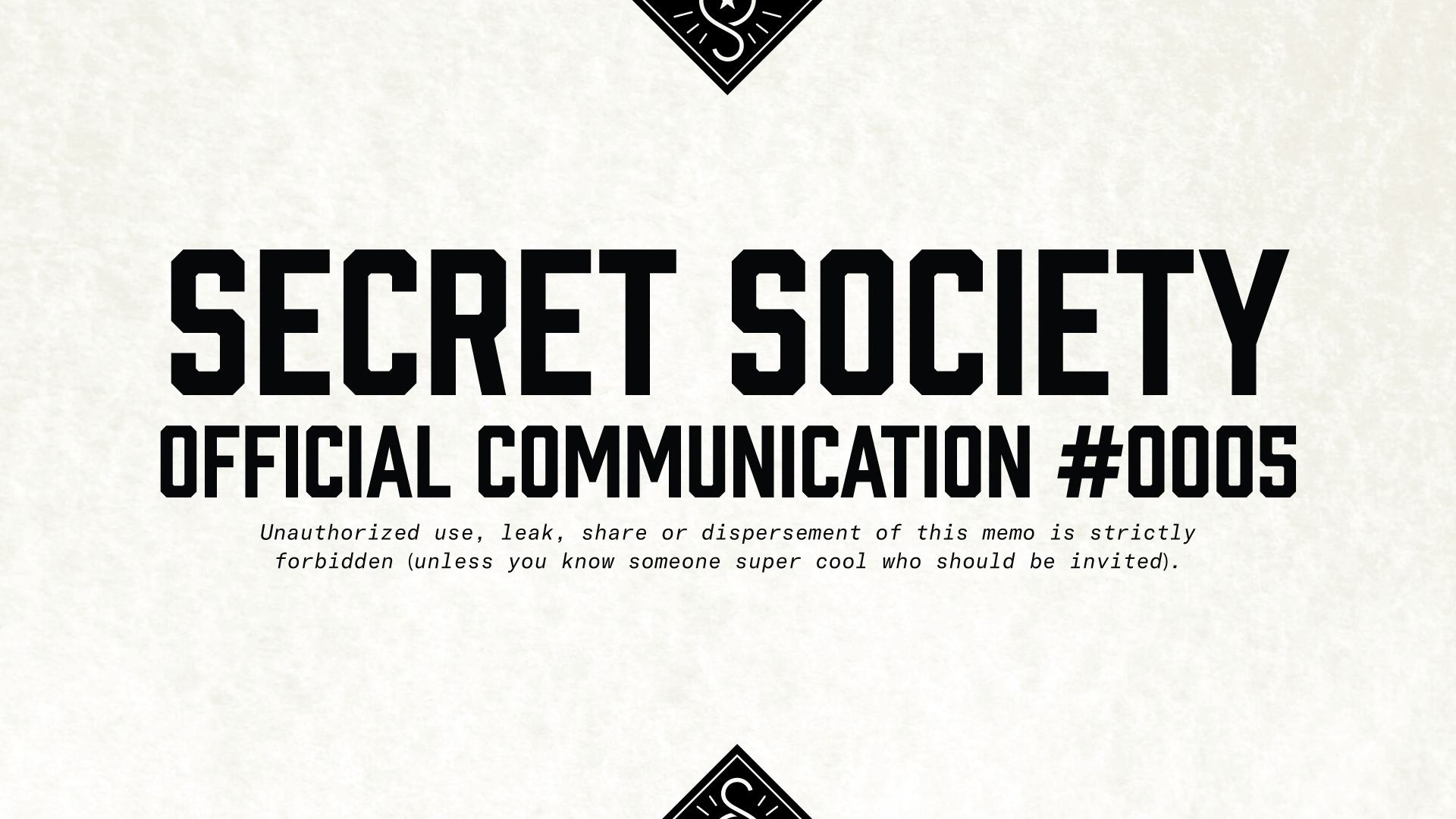 Secret Society intro card